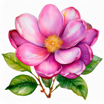 Fiore disegnato ad acquarello su sfondo bianco