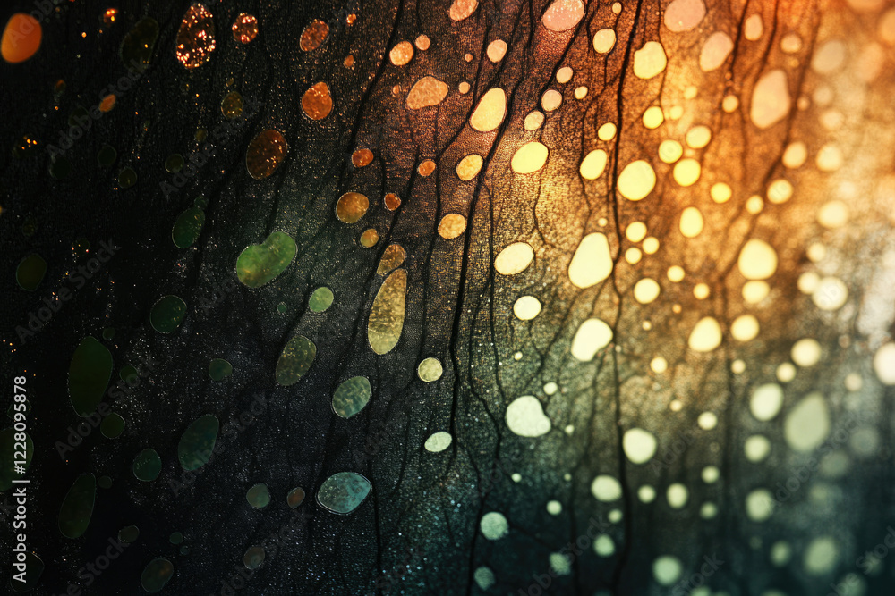 Poster Abstract image showcasing a textured surface with variegated, translucent, organic shapes and a gradient color palette.
