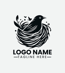 Obraz premium Bird Nest Logo Design, Nature Nest Logo, Home Sweet Home Logo, Cozy Nest Logo, Wildlife Logo with Nest