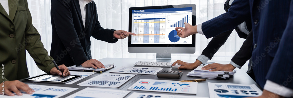 Poster spreadsheet document information financial startup concept. data and graphs in spreadsheet documents