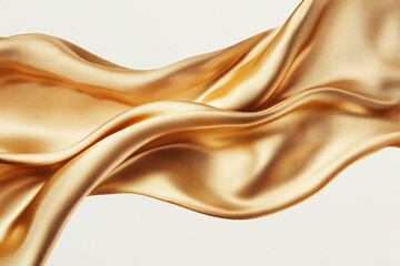 Fototapeta premium Elegant Flowing Silk Fabric with Delicate Golden Folds and Soft Texture, Luxurious Abstract Textile Background with Pastel Tones