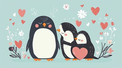 Fototapeta premium Side by Side: A Penguin Love Story