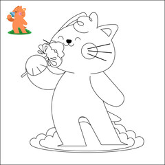 Children's cute coloring book with cats. children's educational game. logical tasks. coloring book. red cats