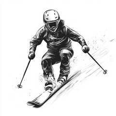 Obraz premium Happy skier skiing in winter.