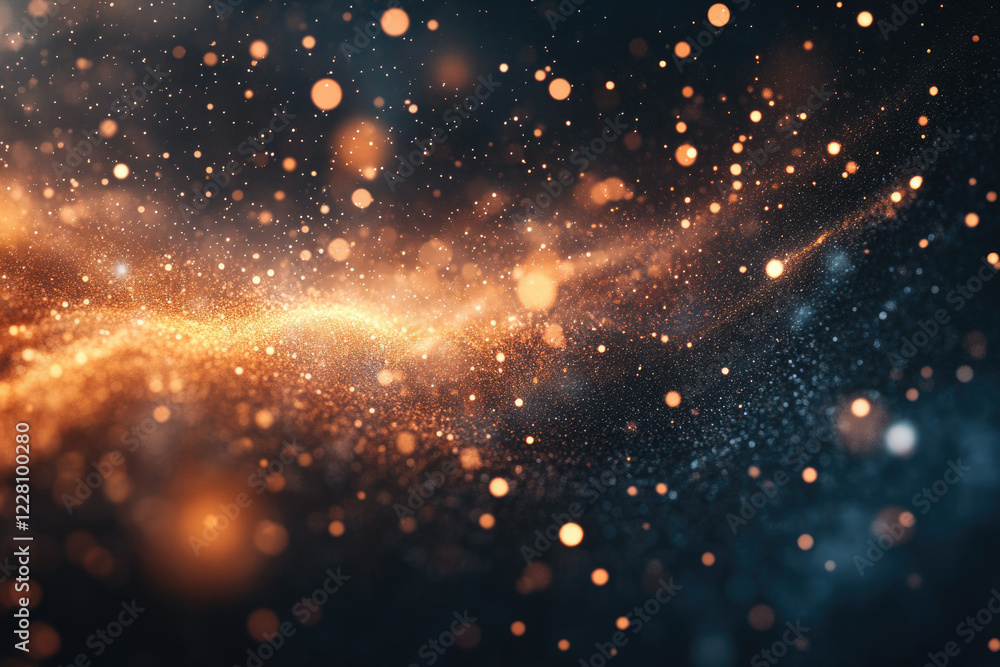 Aufkleber Abstract cosmic background with glittering particles and bokeh lights, creating a magical and dreamy atmosphere.