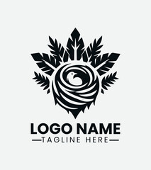 Bird Nest Logo Design, Nature Nest Logo, Home Sweet Home Logo, Cozy Nest Logo, Wildlife Logo with Nest