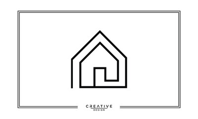 Line art logo icon of a modern house or home / real estate industry business