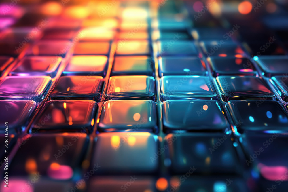 Poster A vibrant array of glossy, colorful blocks creating a captivating, futuristic scene.