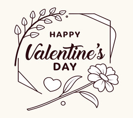 Happy Valentines Day calligraphy with flower