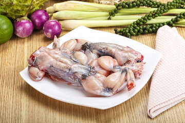Delicous fresh raw uncooked frog