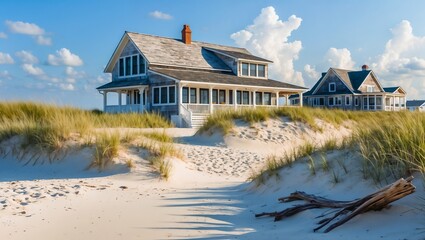 A rustic coastal retreat on Driftwood Beach, Jekyll Island, featuring a serene oceanfront setting. Weathered wood, sea breeze, and tranquil surroundings create a peaceful escape.