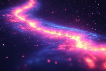 Abstract cosmic nebula with vibrant pink and blue energy flows.