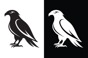 Download Hawk Silhouette Vector Icon Bold Black & White.