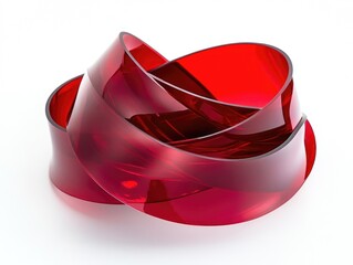 This is a red, curved, translucent art installation. It has a unique and modern design that can be flexibly installed in various spaces.
