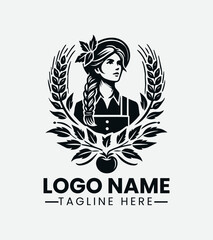 Vintage Farmer Logo Design, Retro Farmer Logo, Rural Farmer Logo, Old-fashioned Farmer Logo, Countryside Farmer Logo