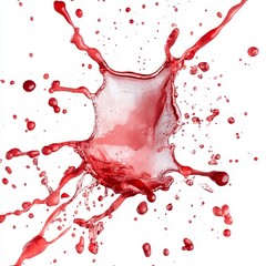 Vibrant red watercolor splash on clean white backdrop, dynamic artistic expression, perfect for creative projects and designs