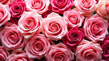 Vibrant pink roses in full bloom