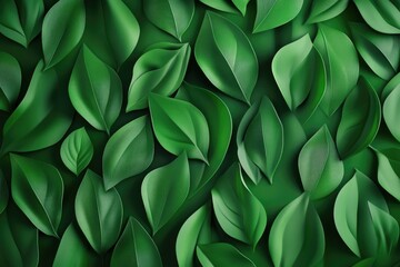 Obraz premium A wallpaper with a dense pattern of green leaves.