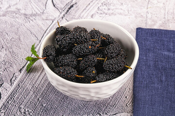 Juicy sweet mulberry in the bowl
