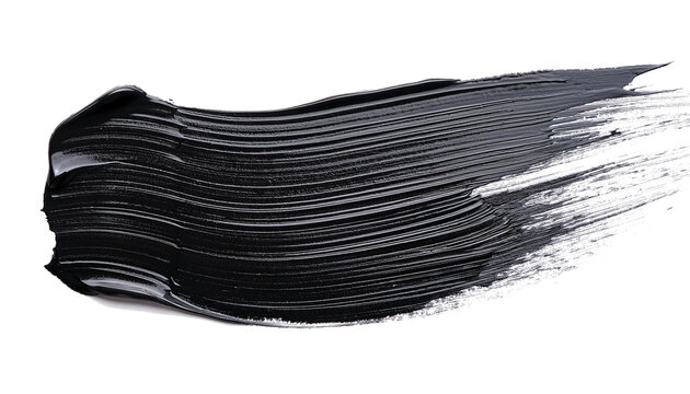 black brush stroke isolated on white background, cutout 
