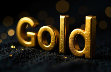 golden word gold on black velvet background