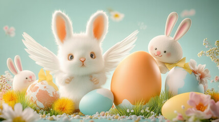 Cartoon-style Easter egg with wings