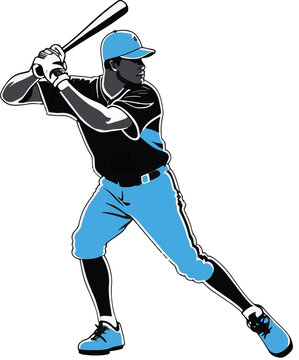baseball player swinging bat blue uniform clip art preview