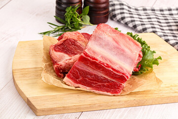 Raw beef rib for cooking