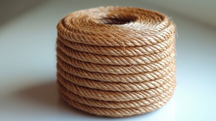 A coiled roll of natural twine used for various crafting and binding purposes.