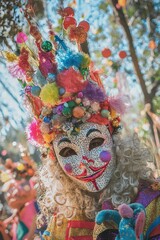 Obraz premium Vibrant clown mascot at festival