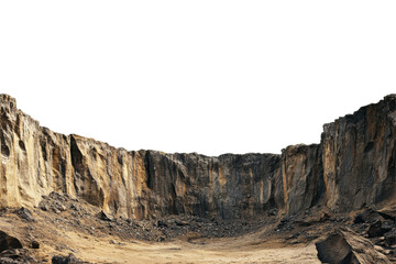 Rocky canyon with jagged cliffs isolated on transparent background