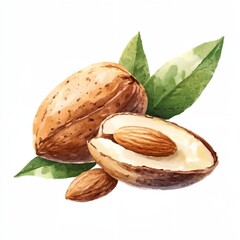 Close up of a nut with a leaf on top