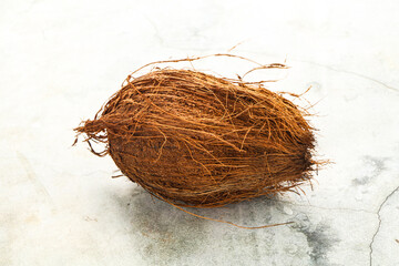Natural exotic brown hairy coconut