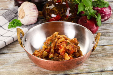 Grilled vegetables salad - Eggplant, tomato and pepper