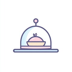 Obraz premium Covered dish, restaurant food, simple background, menu icon