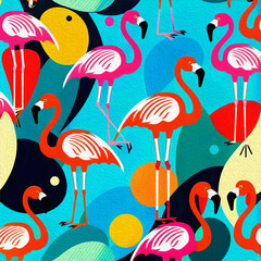Obraz premium Flamingo. Animal illustration. Pattern for printing on wall decorations, covers, leaflets