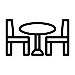 Dining Table Vector Line Icon Design