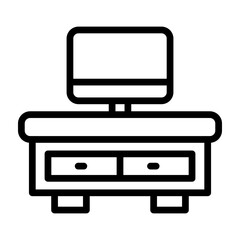 TV Stand Vector Line Icon Design