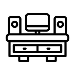 Entertainment Center Vector Line Icon Design