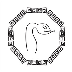 chinese new year symbol 2025 snake with ornament outlines logo