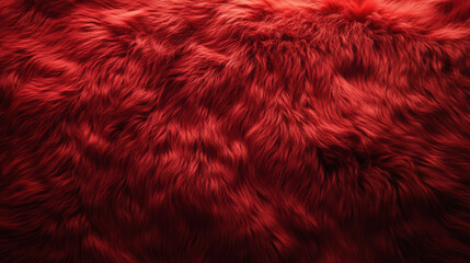 Naklejka premium Close-up view of vibrant red fur texture showcasing soft and detailed strands illuminated by natural light during the daytime, texture background, soft, wool, valentine background