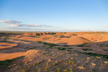 Red stupa rocks landscape, Mongolia. Gobi desert