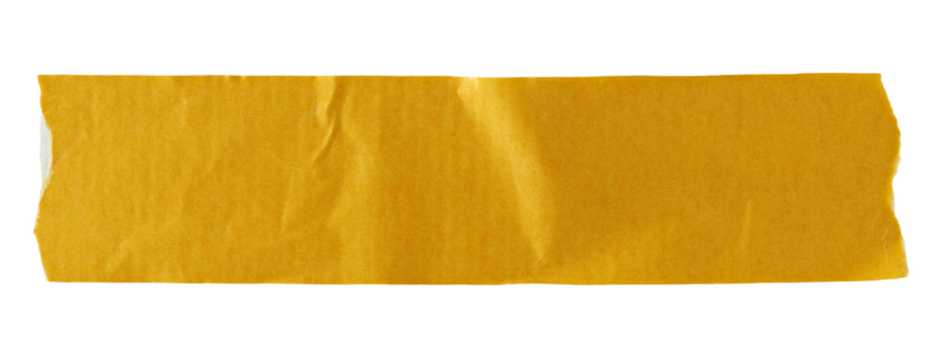 Adhesive tape line, yellow duct repair isolated on white background, with clipping path