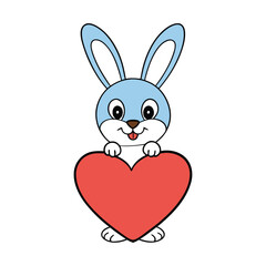 Rabbit holding a heart vector art illustration