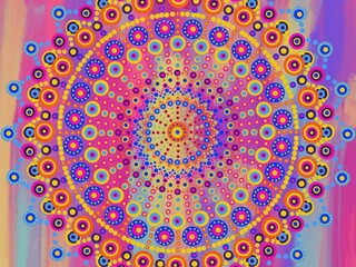 Beautiful colorful wallpaper background print with mandala bright art decor design	
