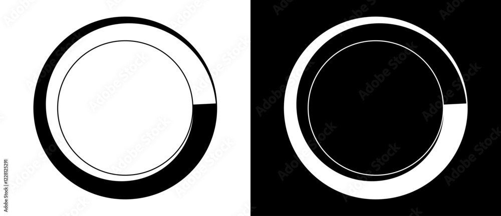 Aufkleber rotating art lines in circle shape as symbol, logo or icon. black shape on a white background and th