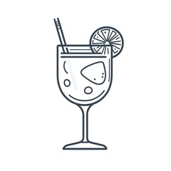 Iced citrus cocktail, summer drink, white background, menu design