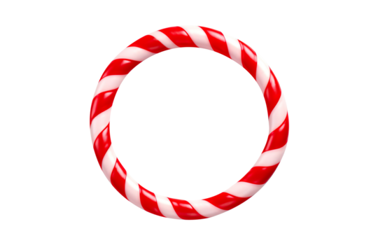 Circle made of candy cane isolated on transparent background
