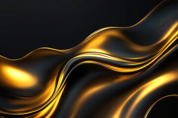 Obraz premium Elegant Flowing Golden Waves with Glowing Particles on a Dark Background, Abstract Futuristic Texture and Luxury Artistic Design