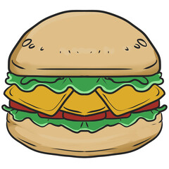 Fast food, snacks, cartoon lines